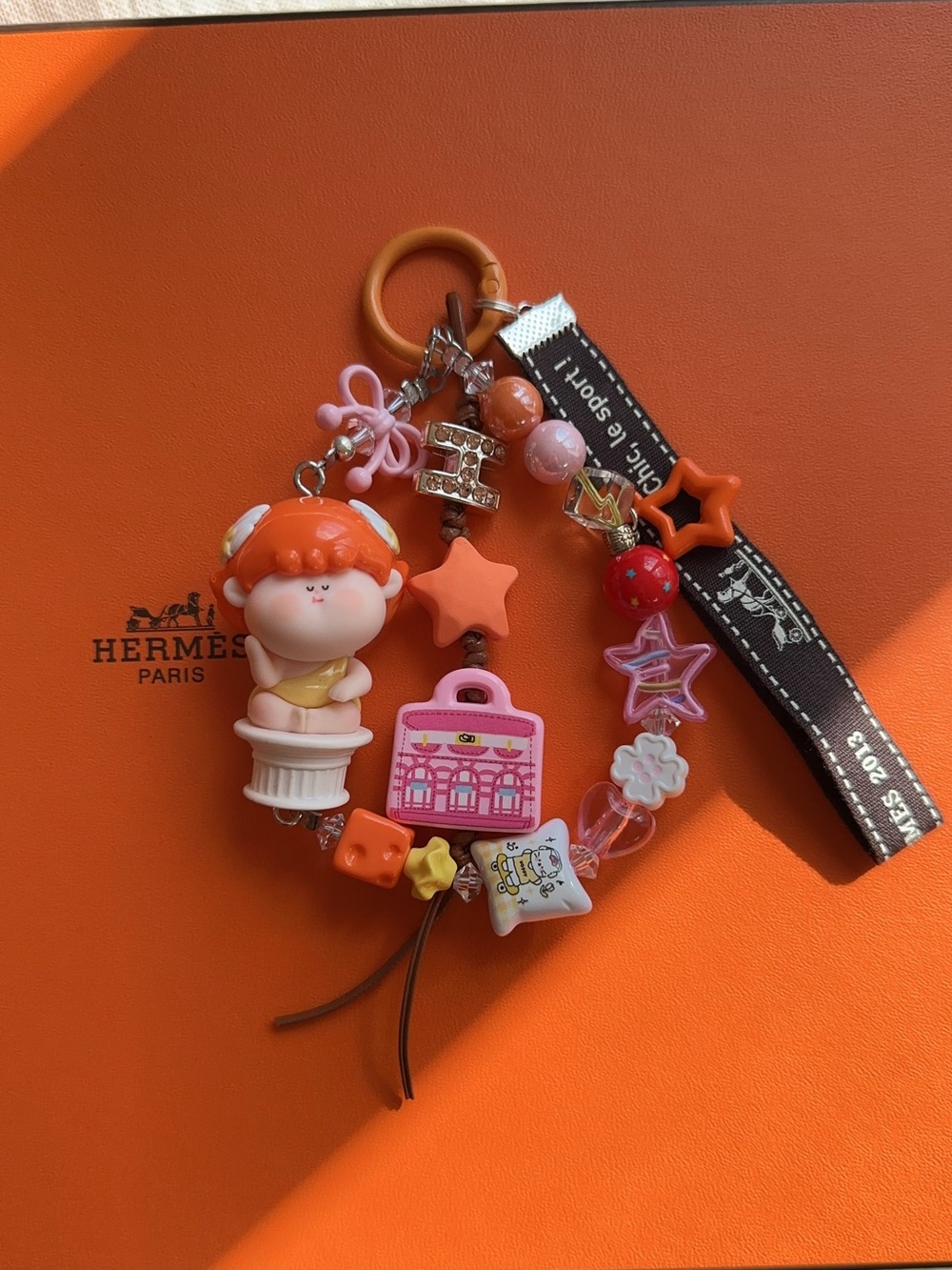 Orange & Pink Charm Keyring